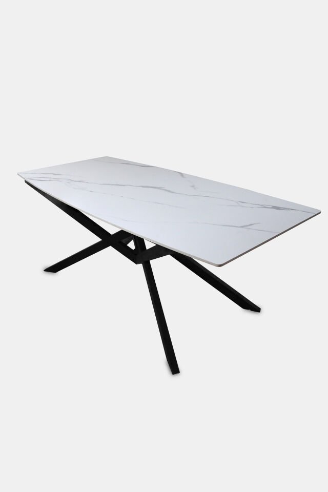 Grace Porselen Dikdörtgen Kenarları Pahlı Yemek Masası