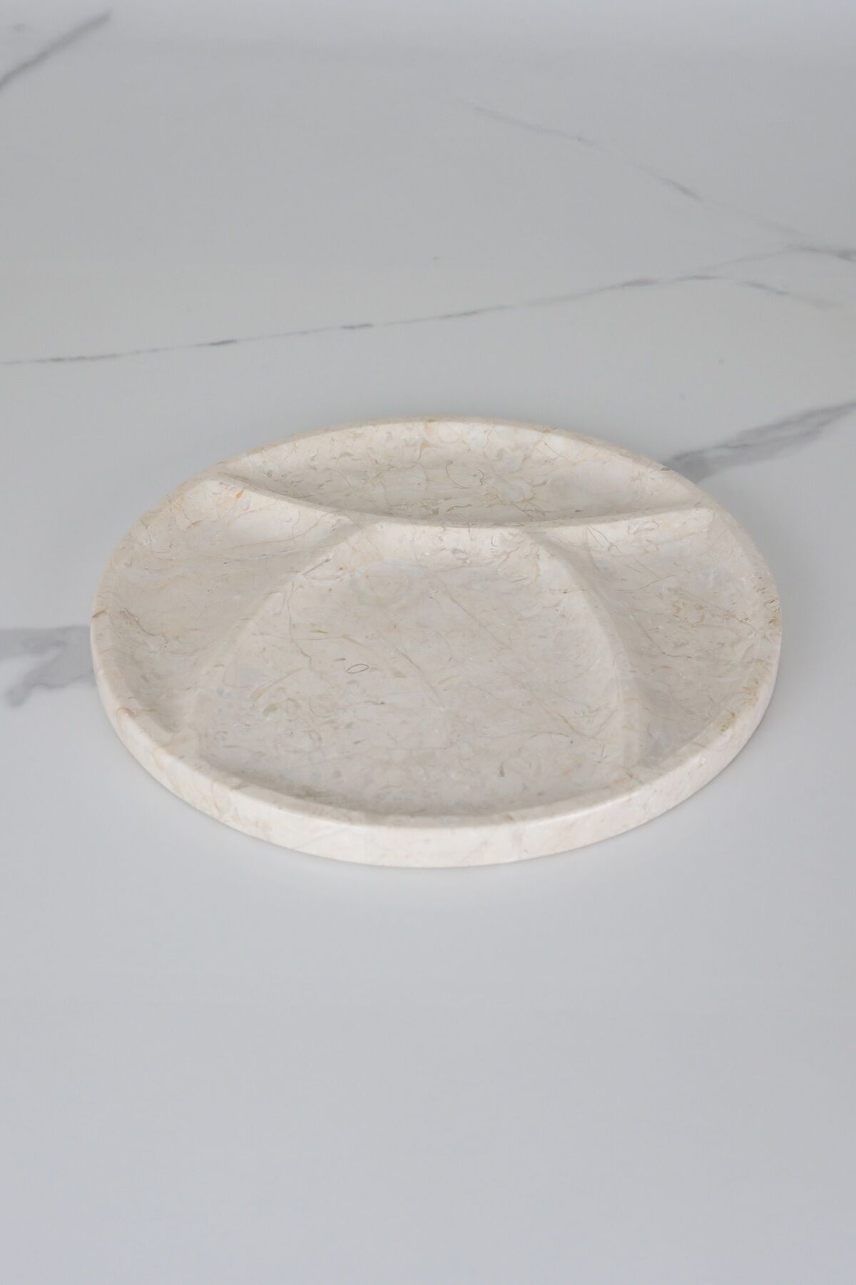 Krem Mermer Sunum Tabağı/Çerezlik